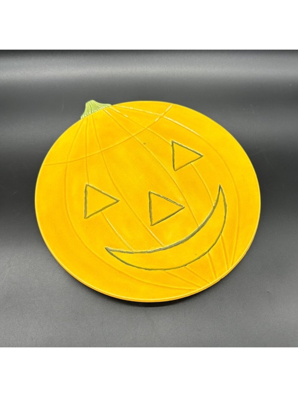 Vintage Pumpkin Plate Jack O Lantern Fall Halloween Decor 1977 Hand Painted
